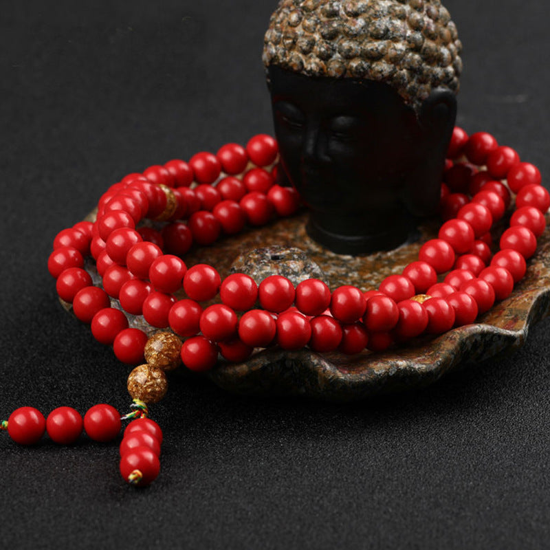 Jade handicrafts manufacturers wholesale red cinnabar 108 bracelets gold foil bracelets