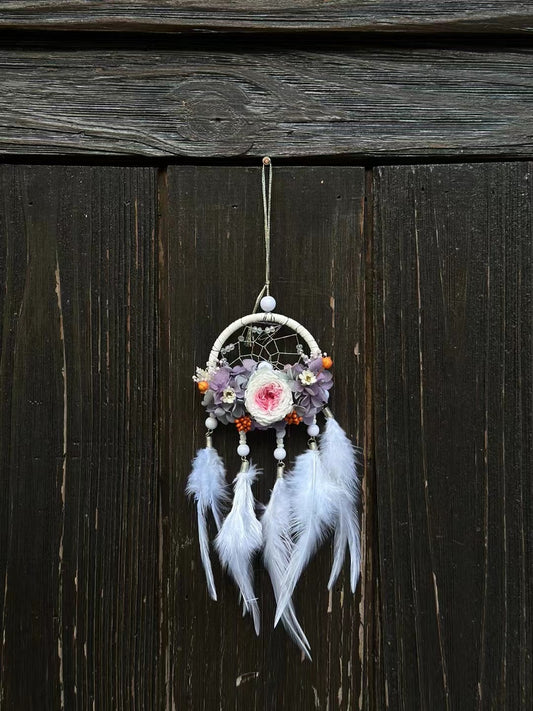 Preserved Flower Dream Catcher, Handmade with Real Flowers