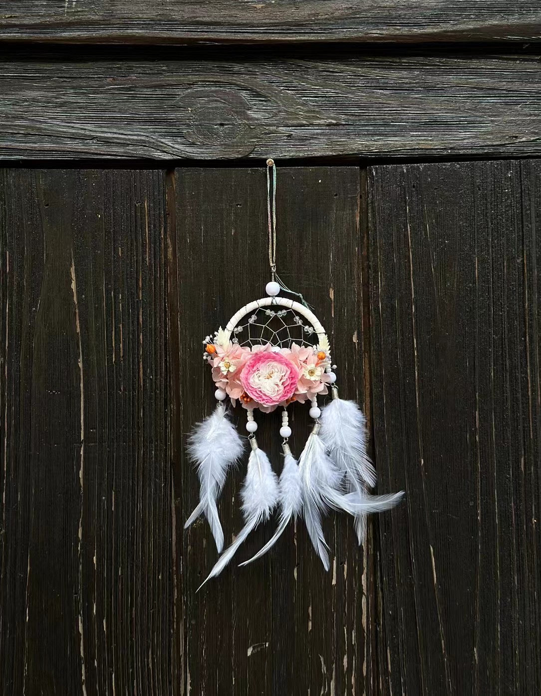 Preserved Flower Dream Catcher, Handmade with Real Flowers