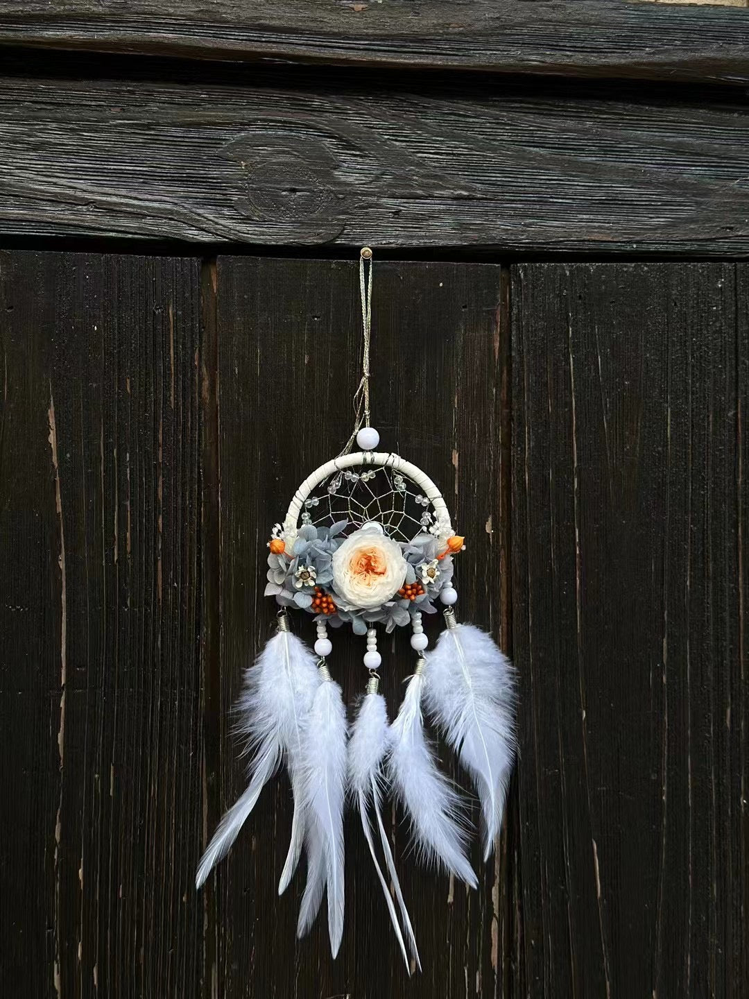 Preserved Flower Dream Catcher, Handmade with Real Flowers