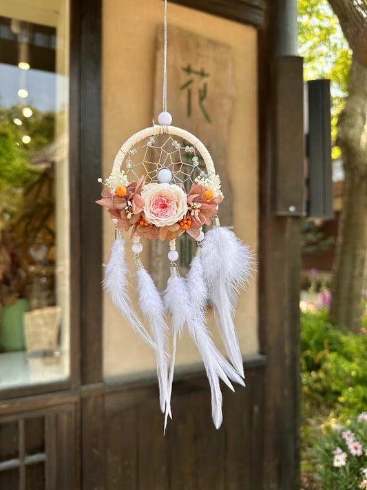 Preserved Flower Dream Catcher, Handmade with Real Flowers