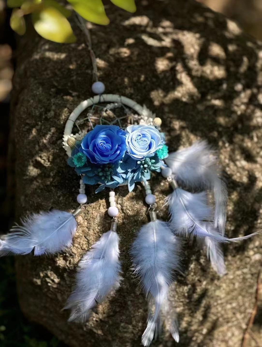 Preserved Flower Dream Catcher, Handmade with Real Flowers